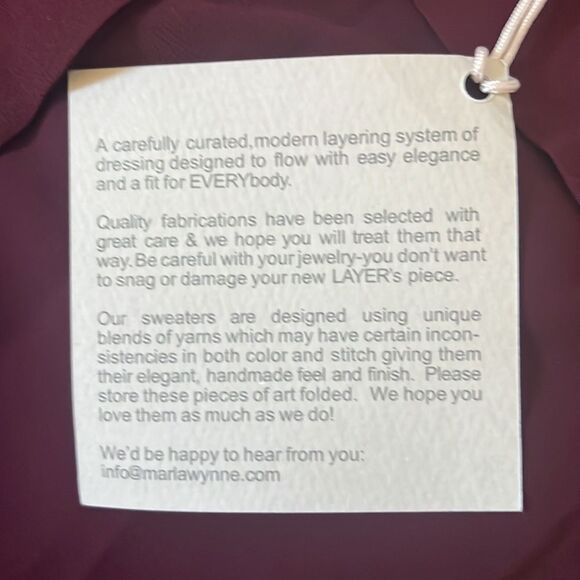 New with Tags Marla Wynne Layers Sheer Burgundy Button Down Blouse Size Small - Picture 10 of 10